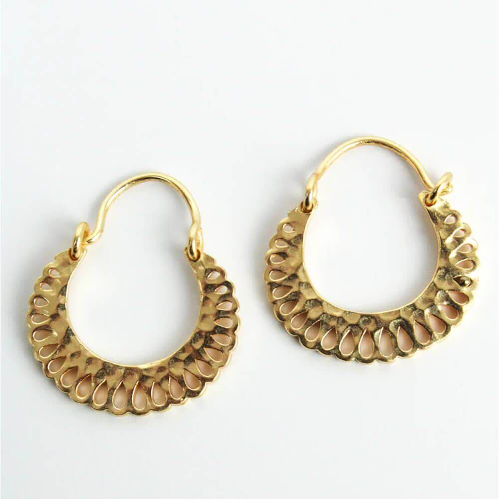 My Doris Small Circle Patterned Gold Hoop Earrings